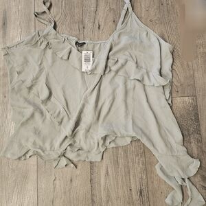 Torrid Light Gray Ruffled Blouse